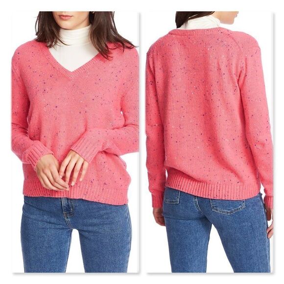 Court & Rowe Sweaters - Court & Rowe Nep Flecked V-Neck Sweater